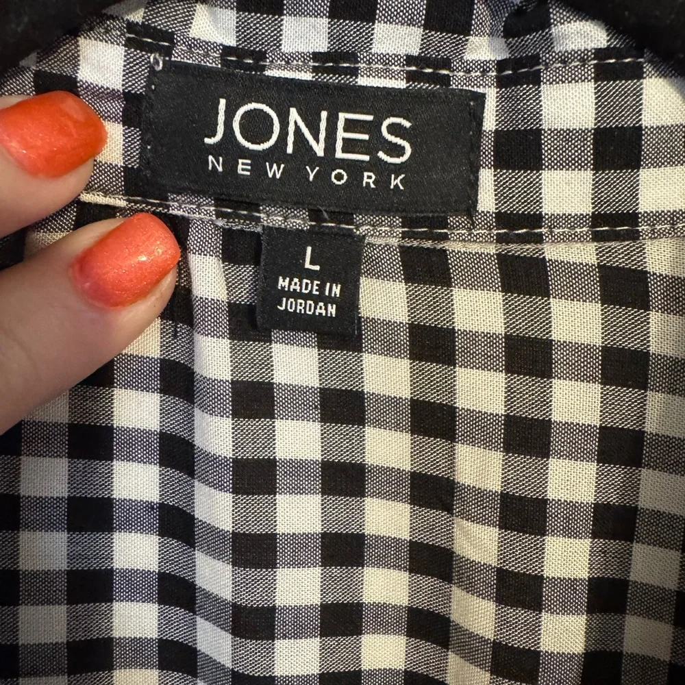 SPRING/SUMMER Jones New York Black/White Checkered Top LARGE    #F - Picture 7 of 9